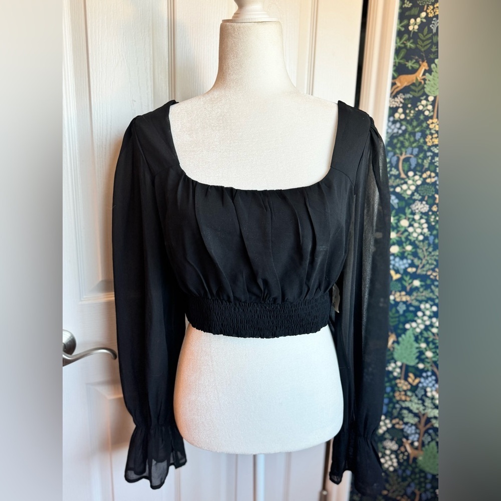 Altard State Midnight Black Long Sleeve Crop Top​